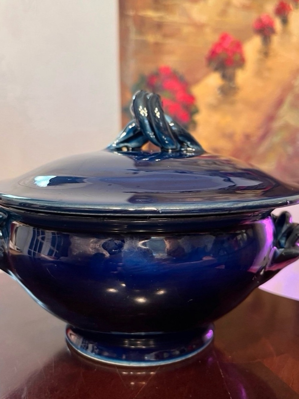 Vintage Lou Pignatier Vallauris Ceramic Soup Tureen / Bowl – Cobalt Blue